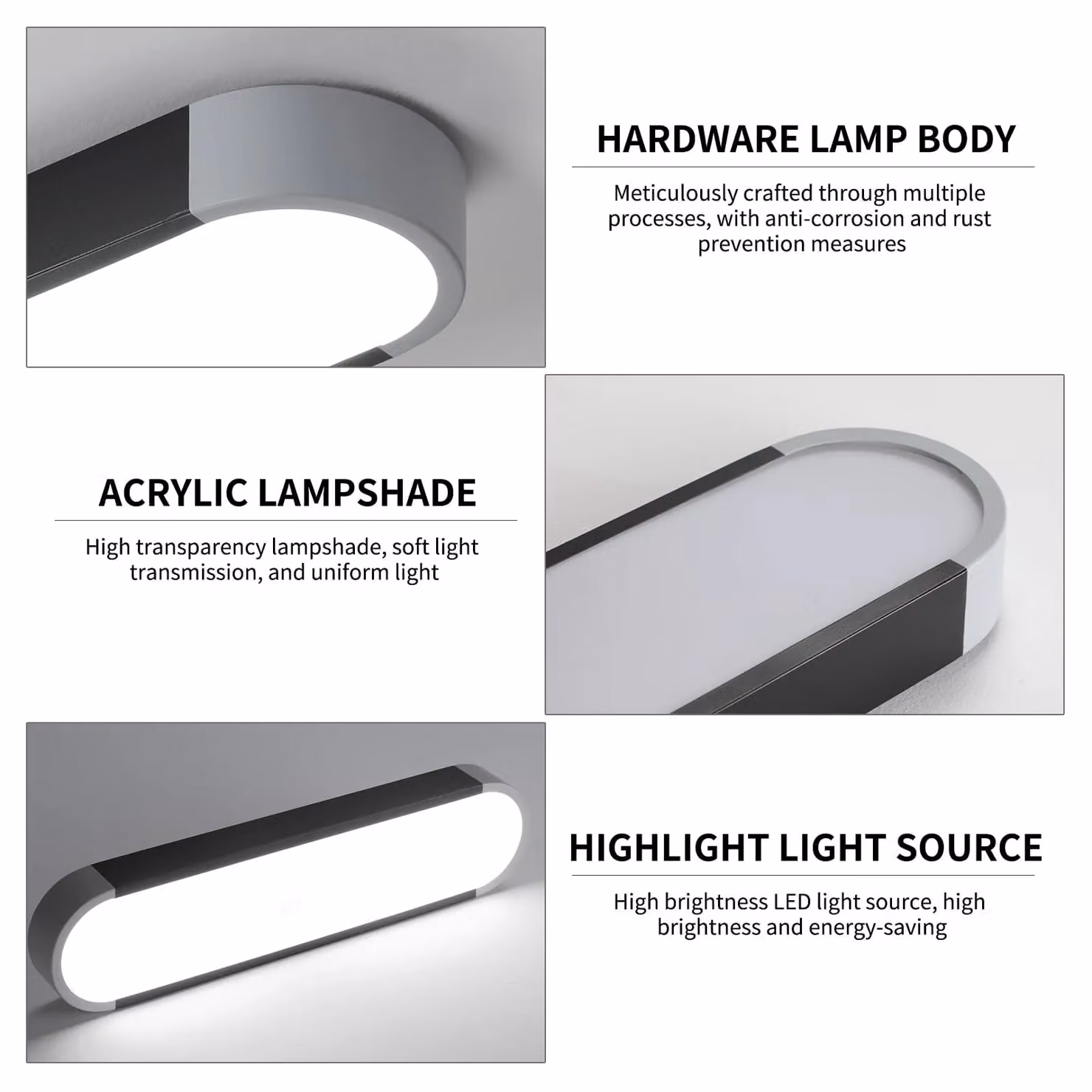 Garwarm Modern Linear LED Ceiling Light, 39W, 6500K Cool White, Black and Grey – 3