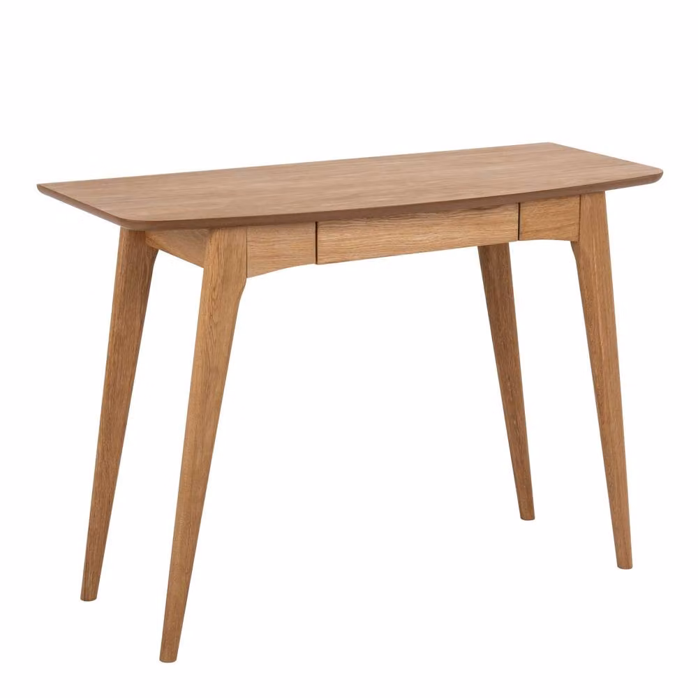 Wyld Haus Milan Oak Writing Desk in Brown with Integrated Drawer, W/D/H: 105 x 45 x 74 cm – 2