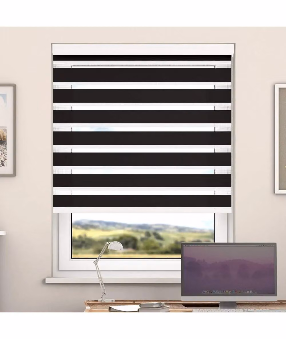 New Edge Blinds Pirate Black Day & Night Zebra Roller Blind with Cassette, Width: 115 cm, Drop: 200 cm – 2