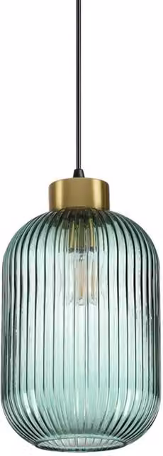 Ideal Lux Mint-1 Modern Dome Ceiling Pendant Lamp with Green Glass and Gold/Brass Metal Finish