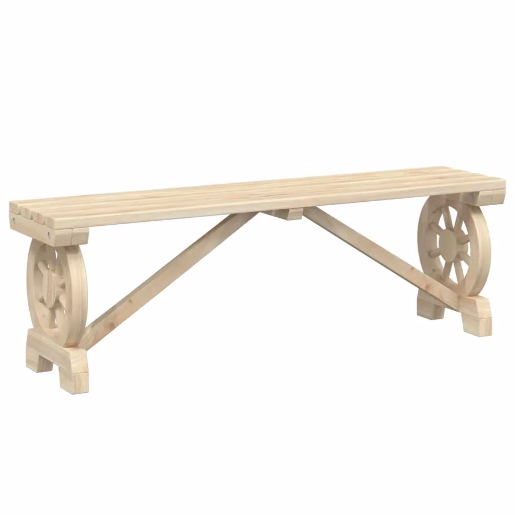 Berkfield Home Rustic Solid Wood Fir Garden Bench in Brown, Width: 115 cm – 1