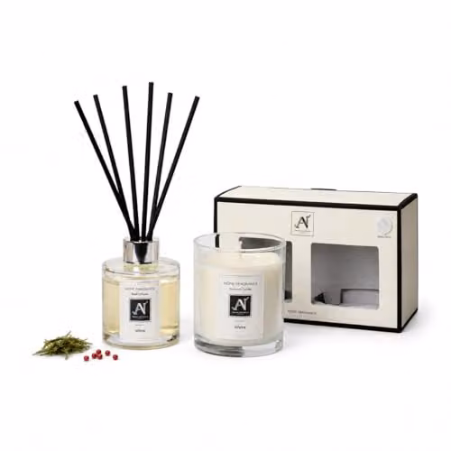 Aroma Naturals Minimalist Luxe Candle and Reed Diffuser Gift Set in White