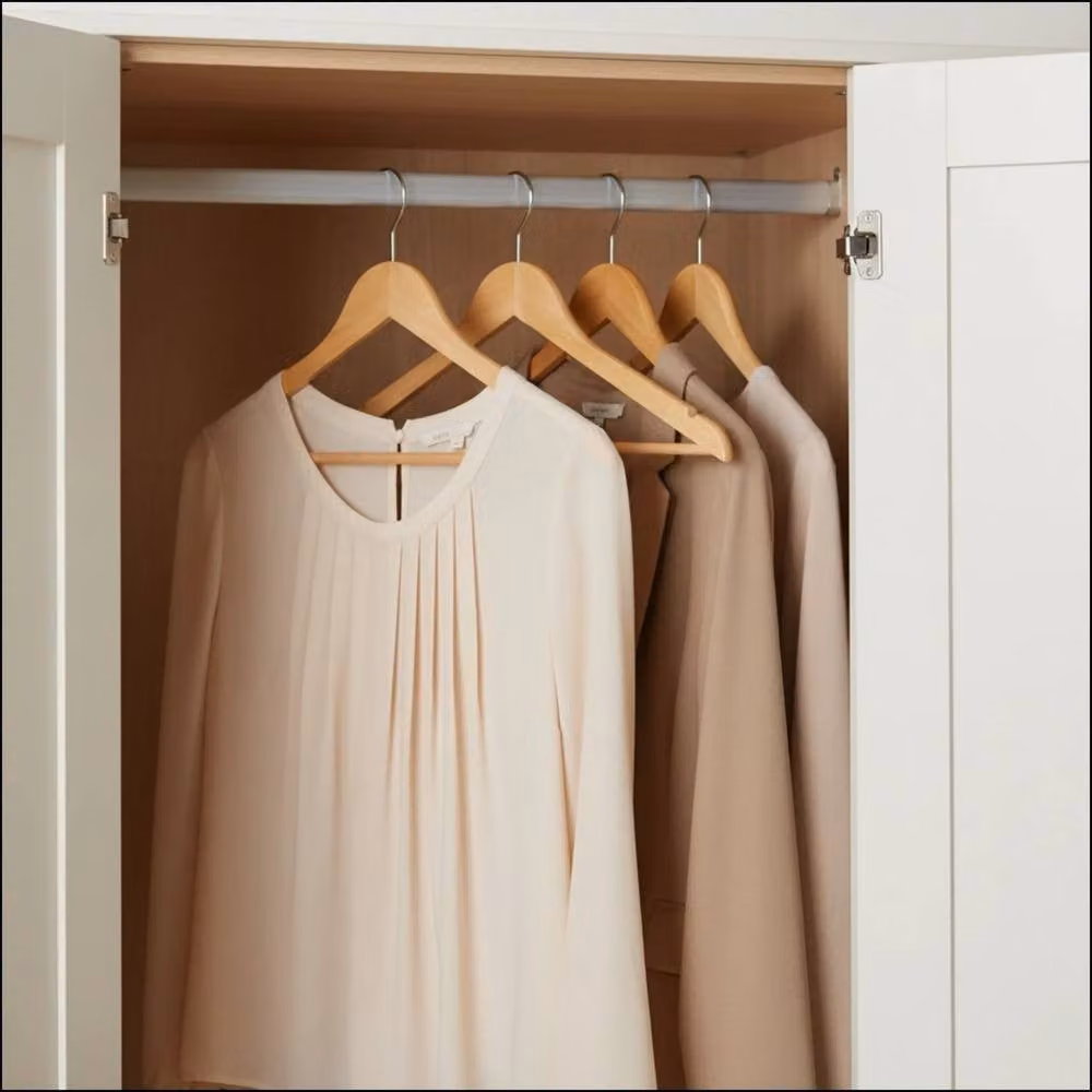 NESTLUNE 20 Pack Wooden Coat Hangers with Notches and Swivel Hooks in Brown, W: 15 cm, D: 15 cm, H: 100 cm – 3