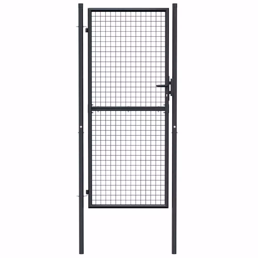 Berkfield Home Mesh Garden Swing Gate in Galvanised Steel, Grey, W: 100 cm, H: 250 cm – 2