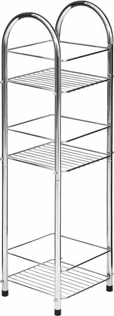 Orsina 3 Tier Chrome Corner Bathroom Storage Stand in Silver