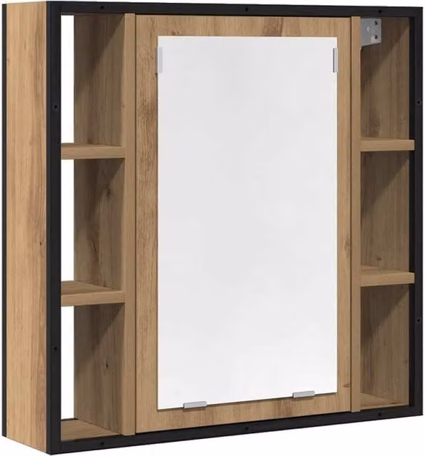 Berkfield Home Artisan Oak Bathroom Mirror Cabinet in Brown, W/D/H: 60 x 16 x 60 cm
