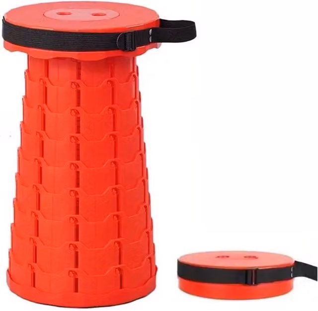 MantraRaj Portable Folding Stool with Carry Handle in Red