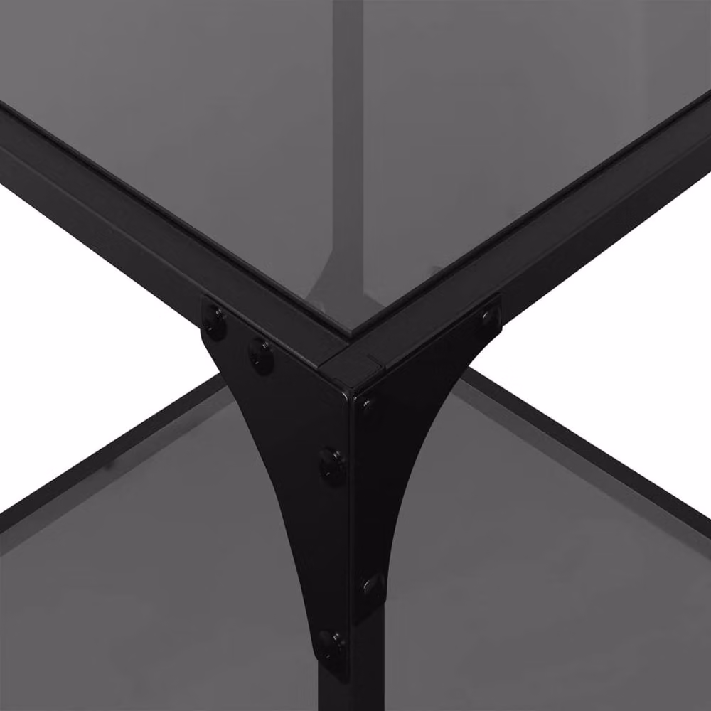 Berkfield Home Modern Coffee Table Set with Black Glass Top and Steel Frame, W/D/H: 40 x 40 x 40 cm, 2 Pieces – 6
