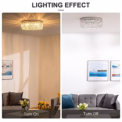 HOMCOM Set of 2 Crystal Ceiling Lights with Stainless Steel Base in Silver – 4