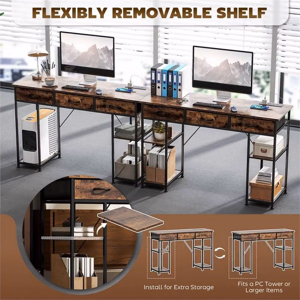 KORVIXA Brown Industrial Computer Writing Desk – 3