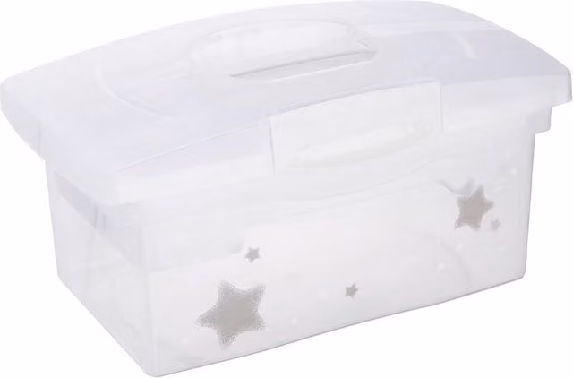 Keeeper Stars Traveller Organising Storage Box with Lid and Handles, White