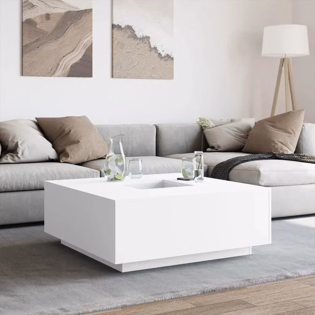 Berkfield Home Modern White Glossy Square Coffee Table, W/D/H: 100 x 100 x 40 cm – 2