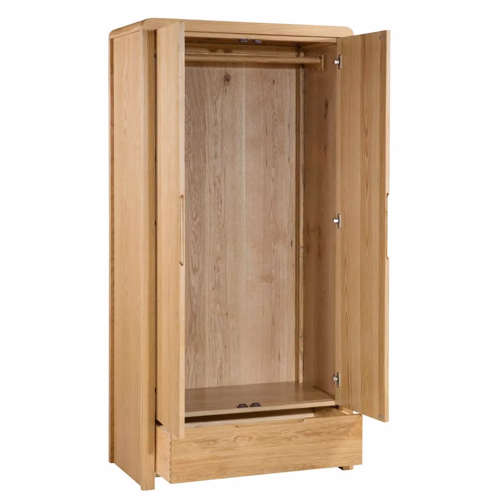 Cheshire Premium Arc 2 Door and 1 Drawer Wardrobe in Light Oak – 2