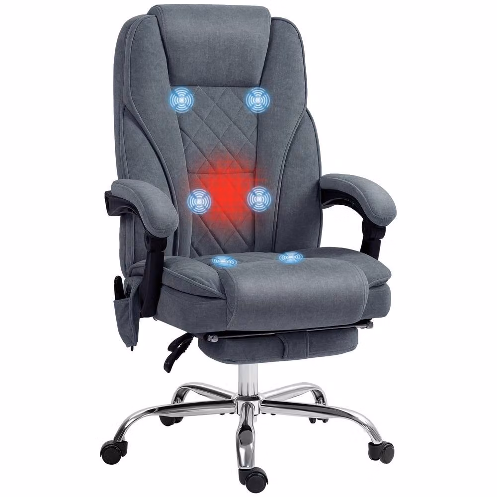STILVORA Heated Massage Office Chair with Footrest in Grey Fabric – 4