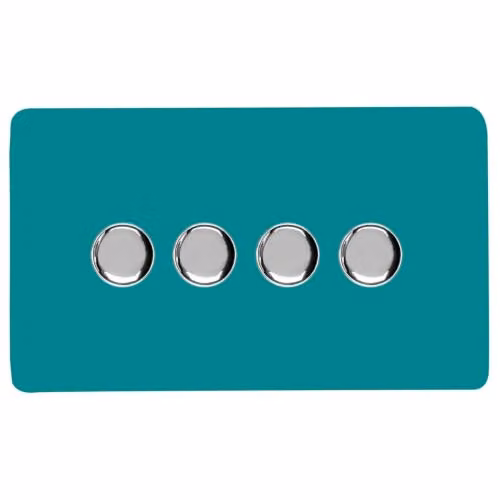 Trendi Switch 4 Gang 1 or 2 Way 150w Rotary LED Dimmer Light Switch in Turquoise – 1