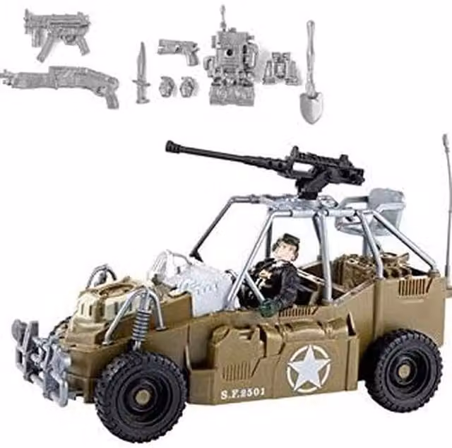 UMKYTOYS Army Vehicle Buggy Playset in Brown and Beige