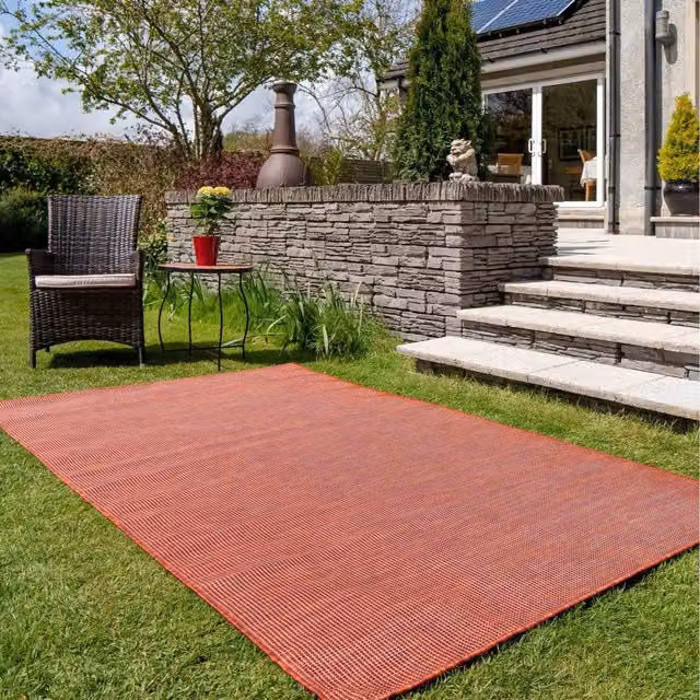 The Rug House Russet Terracotta Indoor Outdoor Area Rug, W/D: 110 x 58 cm