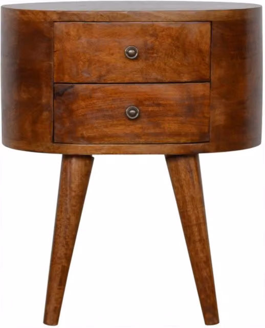 KDMK Mango Wood Bedside Table in Brown and Orange