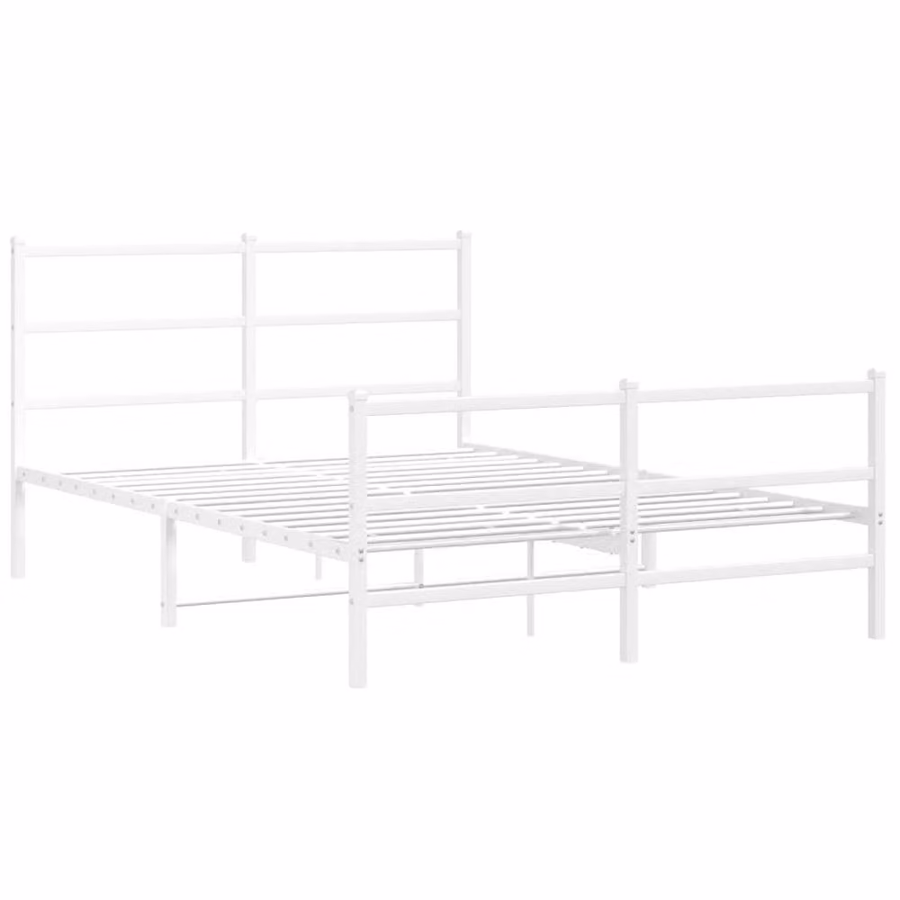 Berkfield Home Metal Bed Frame with Footboard, White, W/D/H: 140 x 200 cm – 3