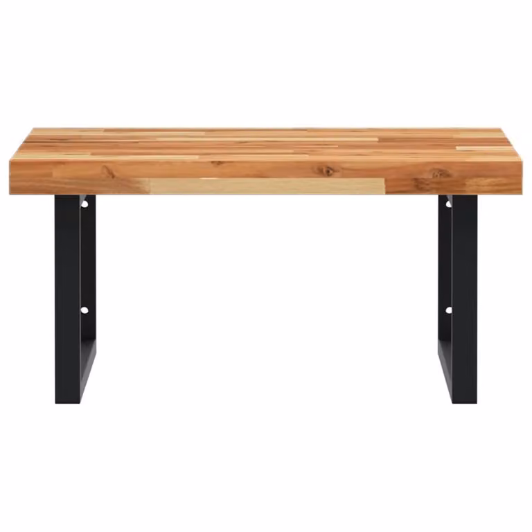 Berkfield Home Elegant Wall Mounted Basin Shelf in Brown Acacia Wood and Black Steel
