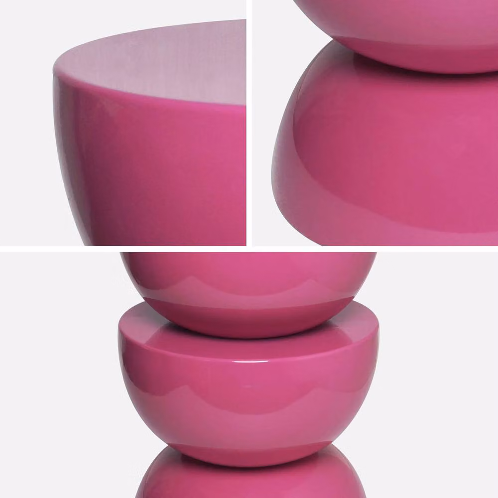 sweeek Pink Glossy Metal Round Coffee Table, Side Table or Bedside Table – 4