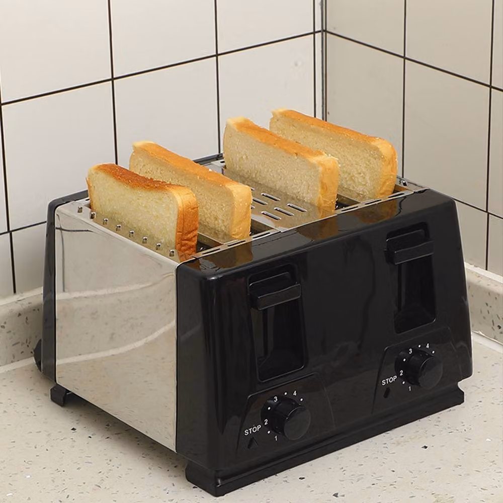 Ventryn 4 Slice Toaster in Black with Extra Wide Slots, Defrost and Reheat Functions – 5