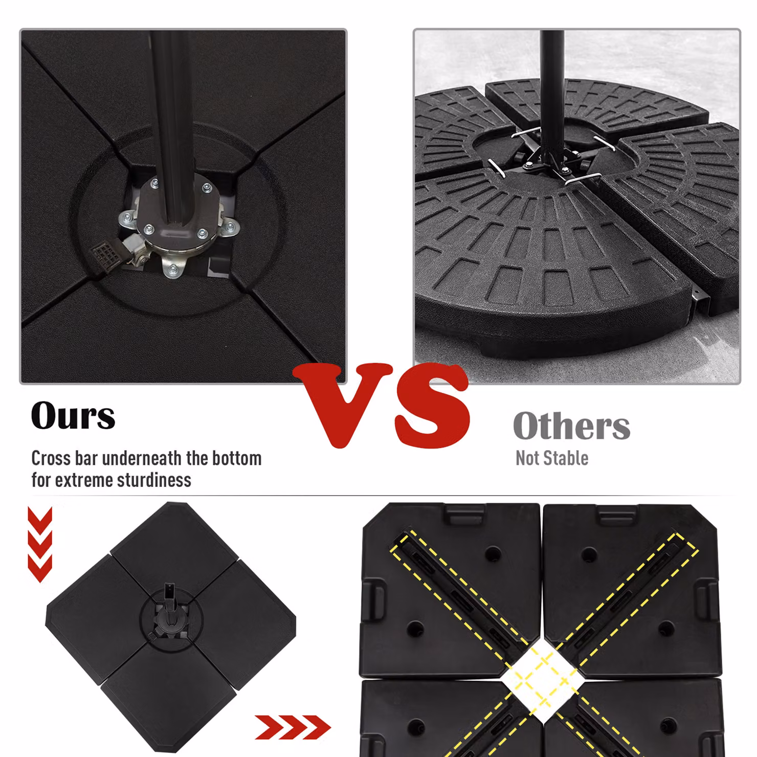 Outsunny Black HD Polyethylene Sand or Water Fillable Parasol Base – 8