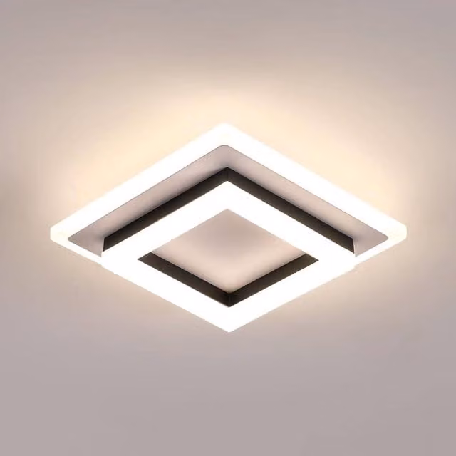 Pheashine Modern LED Ceiling Light, 24W, 4500K, Black, Diameter: 20 cm
