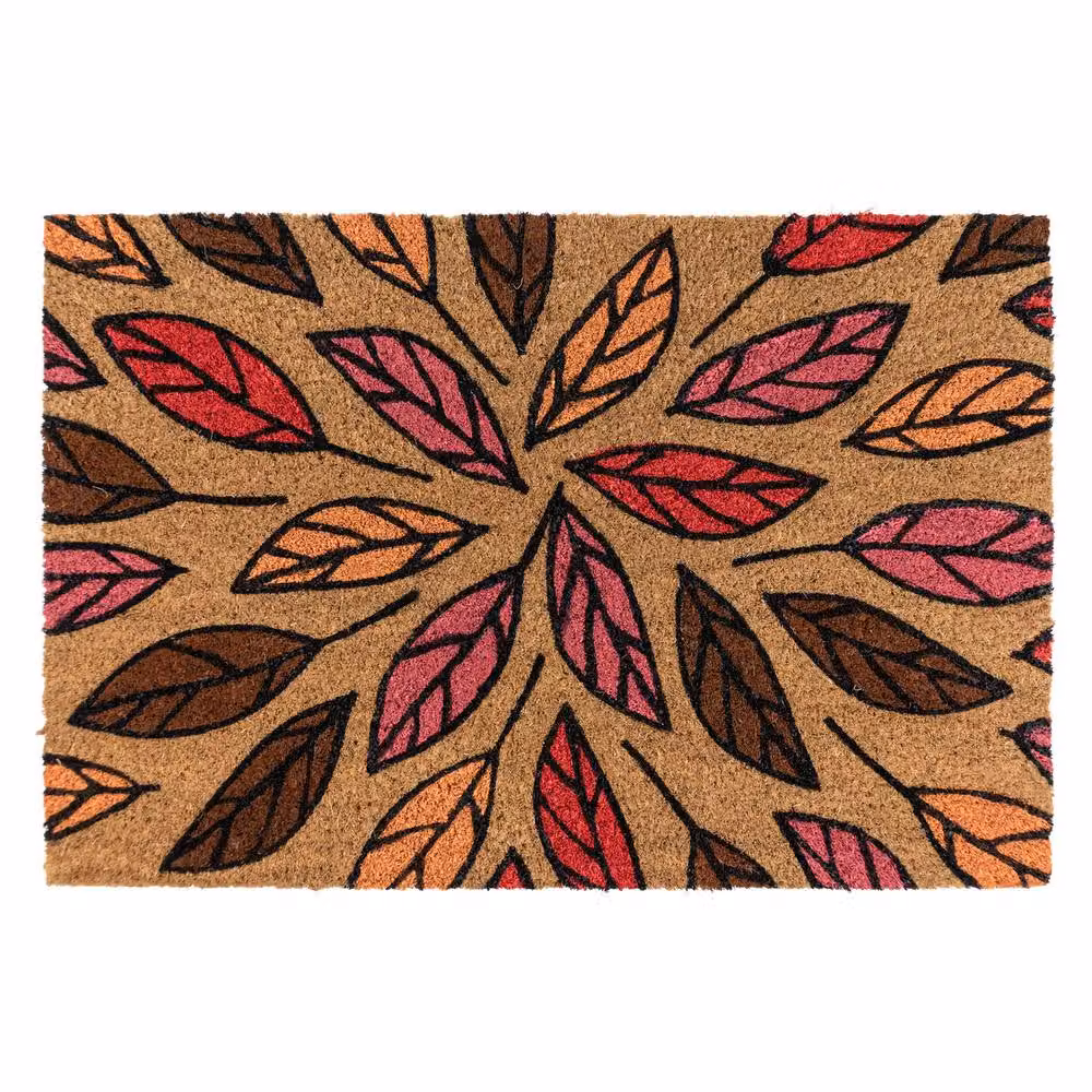 JVL Multicolour Autumn Leaves Coir Doormat with PVC Backing, W: 40 cm, D: 60 cm – 2