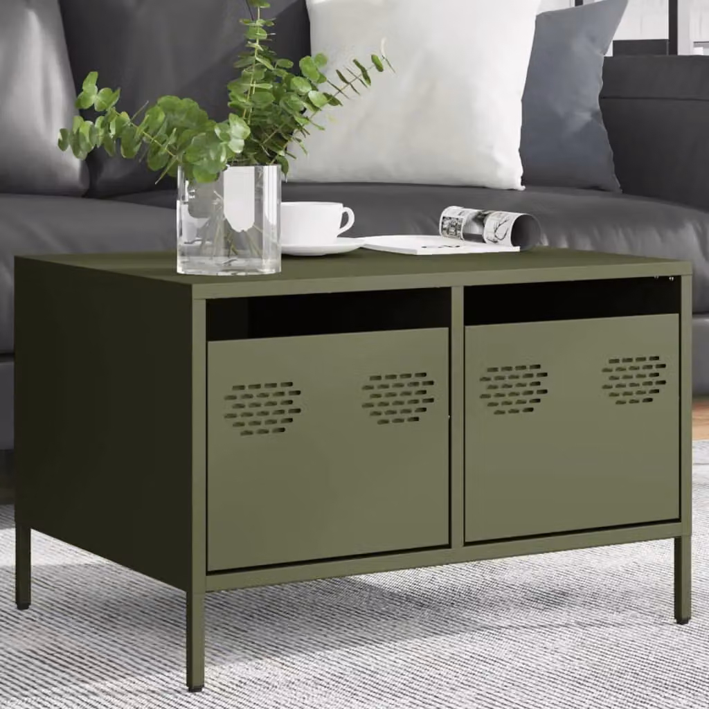 Berkfield Home Industrial TV Cabinet in Matt Olive Green, W/D/H: 68 x 50 x 43.5 cm – 3