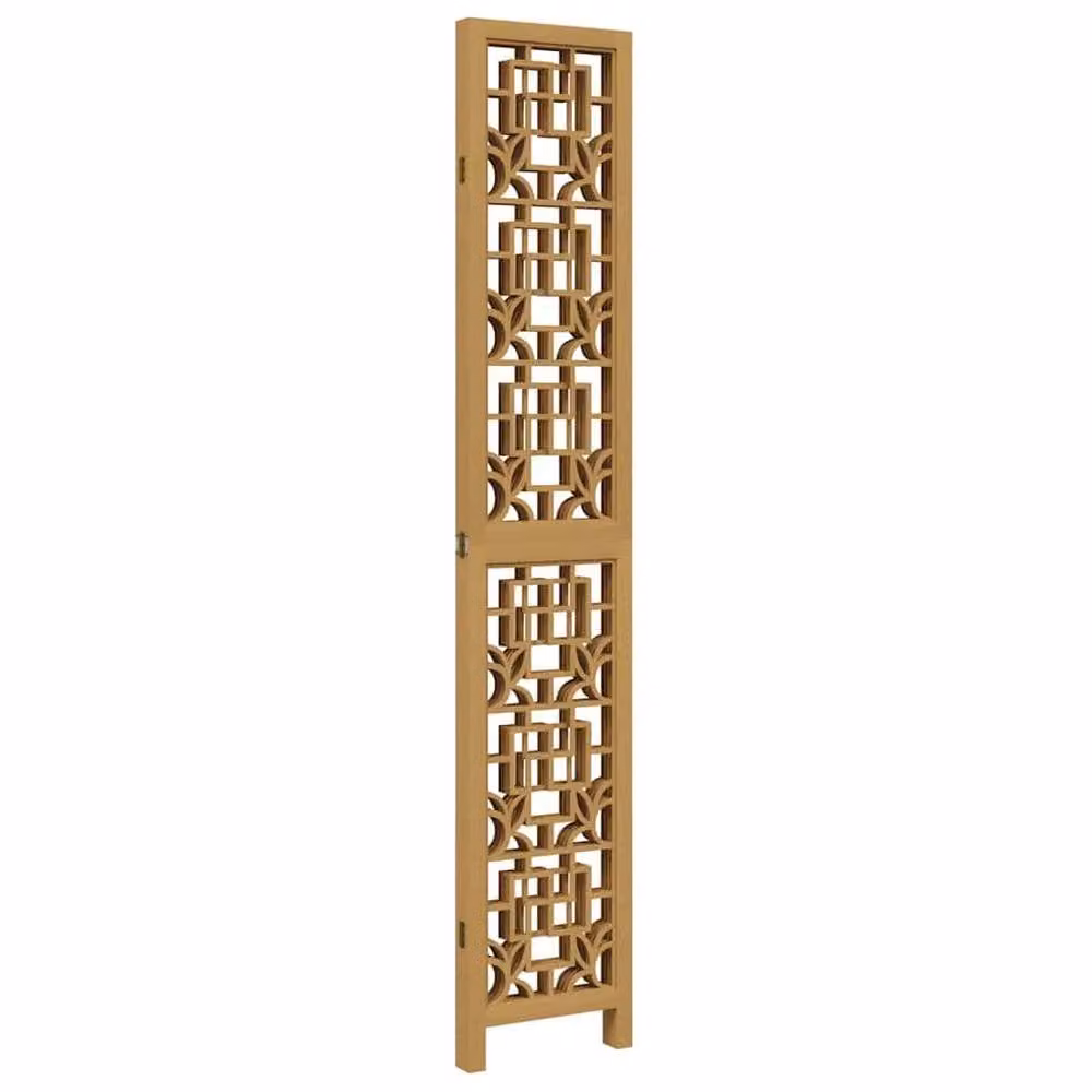 Berkfield Home 4-Panel Geometric Room Divider in Light Tan Paulownia Wood – 2