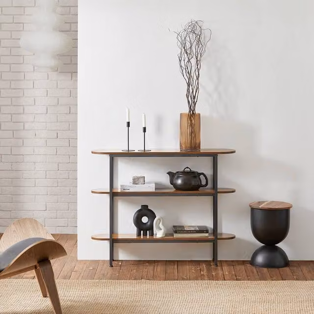 SoBuy 3-Tier Industrial Console Table in Brown and Black