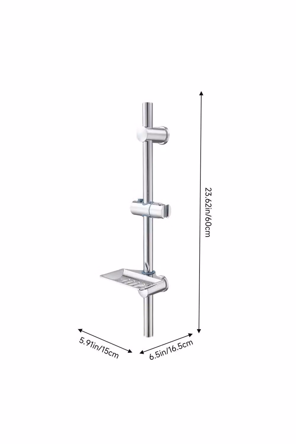 Living and Home Adjustable Shower Riser Rail Slider Bar with Soap Tray in Silver Chrome