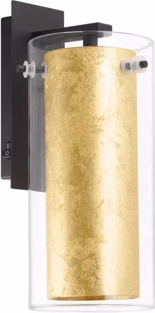 Eglo Pinto Gold and Black Glass and Metal Wall Light