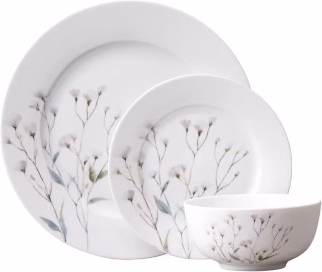 Aynsley Cotton Blossom 12 Piece Bone China Floral Dinner Service Set in White and Multicolour – 1