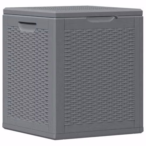 vidaXL Grey Rattan Garden Storage Box – 1