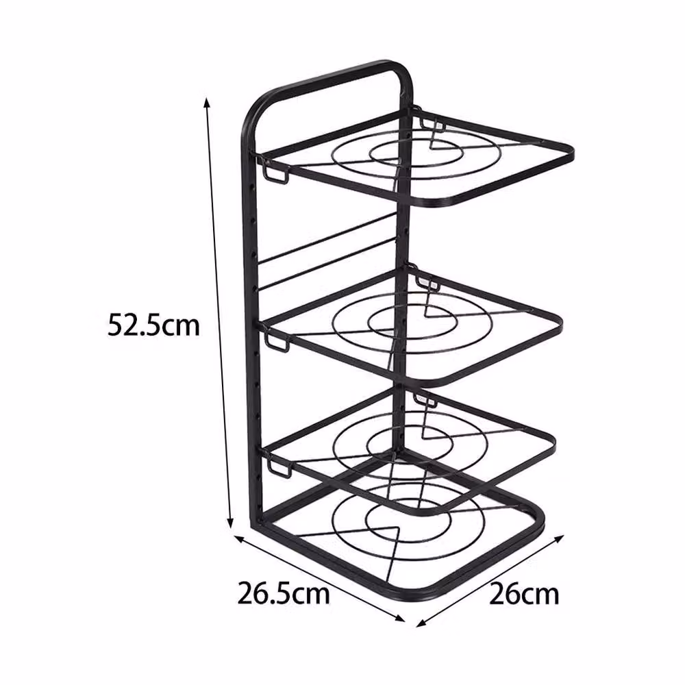 FORGEVIO 4 Tier Freestanding Metal Kitchen Pan and Pot Holder, Black, W: 52.5 cm, D: 26.5 cm – 2
