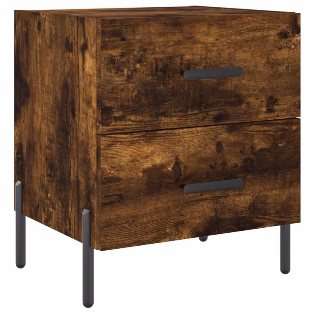Berkfield Home Modern Bedside Cabinet in Smoked Oak Brown, W: 40 cm, D: 35 cm, H: 47.5 cm – 3