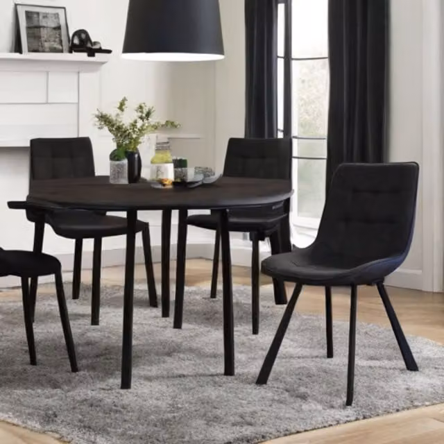 IH Design Anaisha Contemporary Dining Chairs in Grey Synthetic Leather, Set of 2 – 1