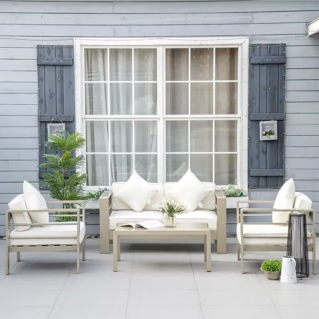 Outsunny Modern Aluminium Metal Garden Furniture Set in Gold and Yellow