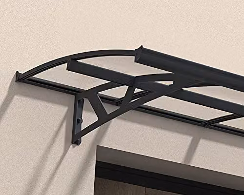Palram Amsterdam 4460 Front Door Canopy, Grey and Transparent, W: 446 cm, D: 139 cm – 4