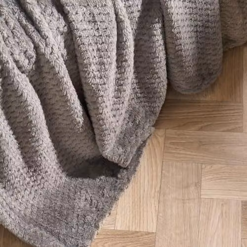 OHS Grey Fleece Faux Fur Throw Blanket, W: 150 cm, D: 200 cm – 3