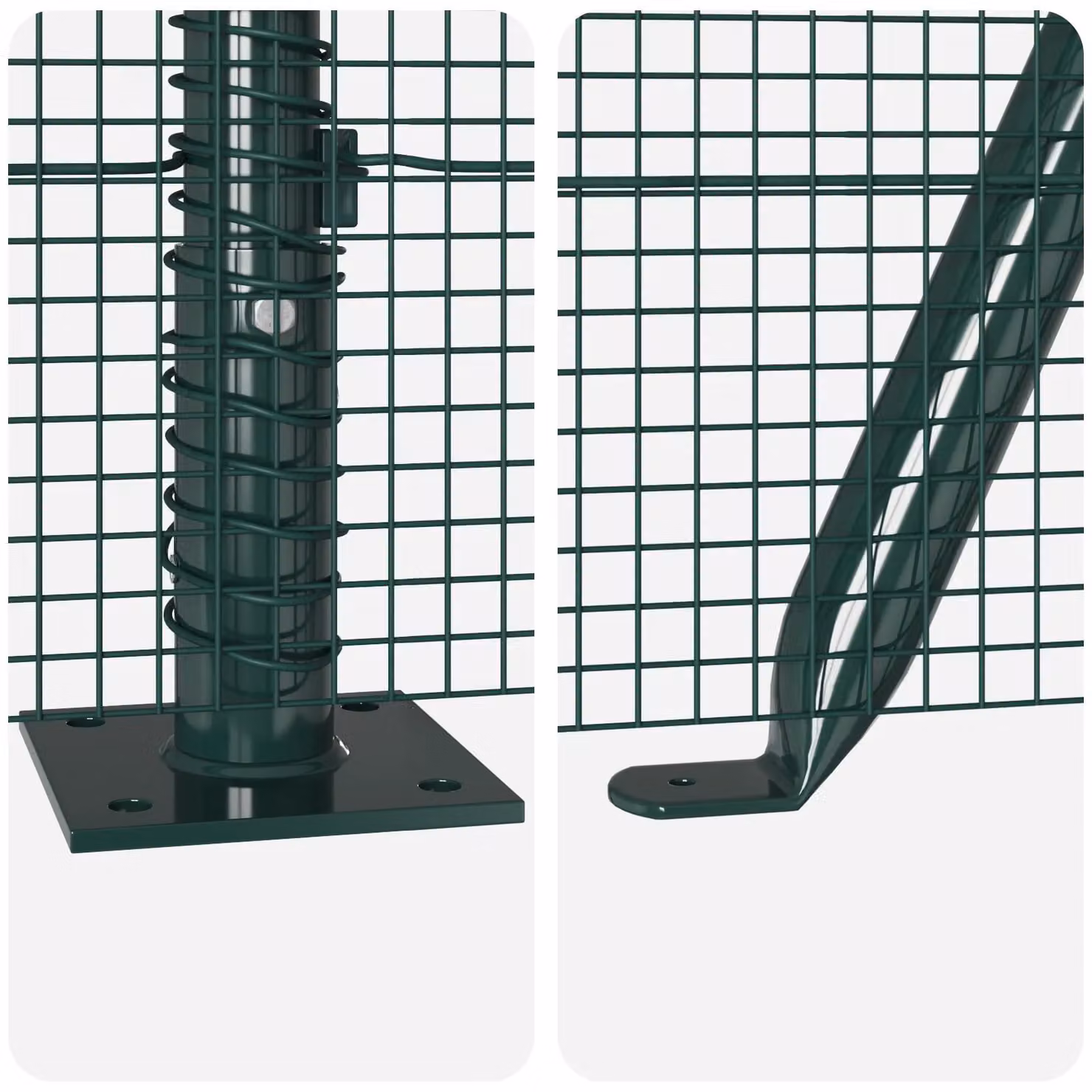 Berkfield Home Green Powder-Coated Steel Welded Wire Fence with 13 Flanged Round Posts – 5