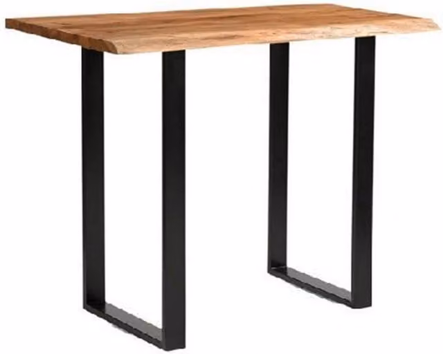 Lemon Pavilion Live Edge Acacia Bar Table in Natural with Black Metal Frame, W: 130 cm, D: 70 cm, H: 100 cm – 1