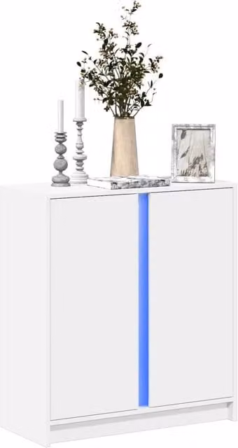 Berkfield Home Modern White Sideboard with Integrated LED Lighting, W/D/H: 77 x 34 x 85 cm
