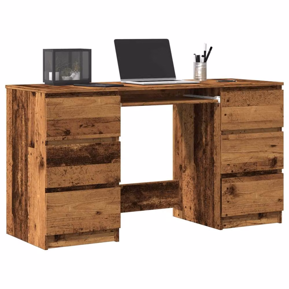 Berkfield Home Decorative Writing Desk in Brown Old Wood, W/D/H: 140 x 50 x 77 cm – 2