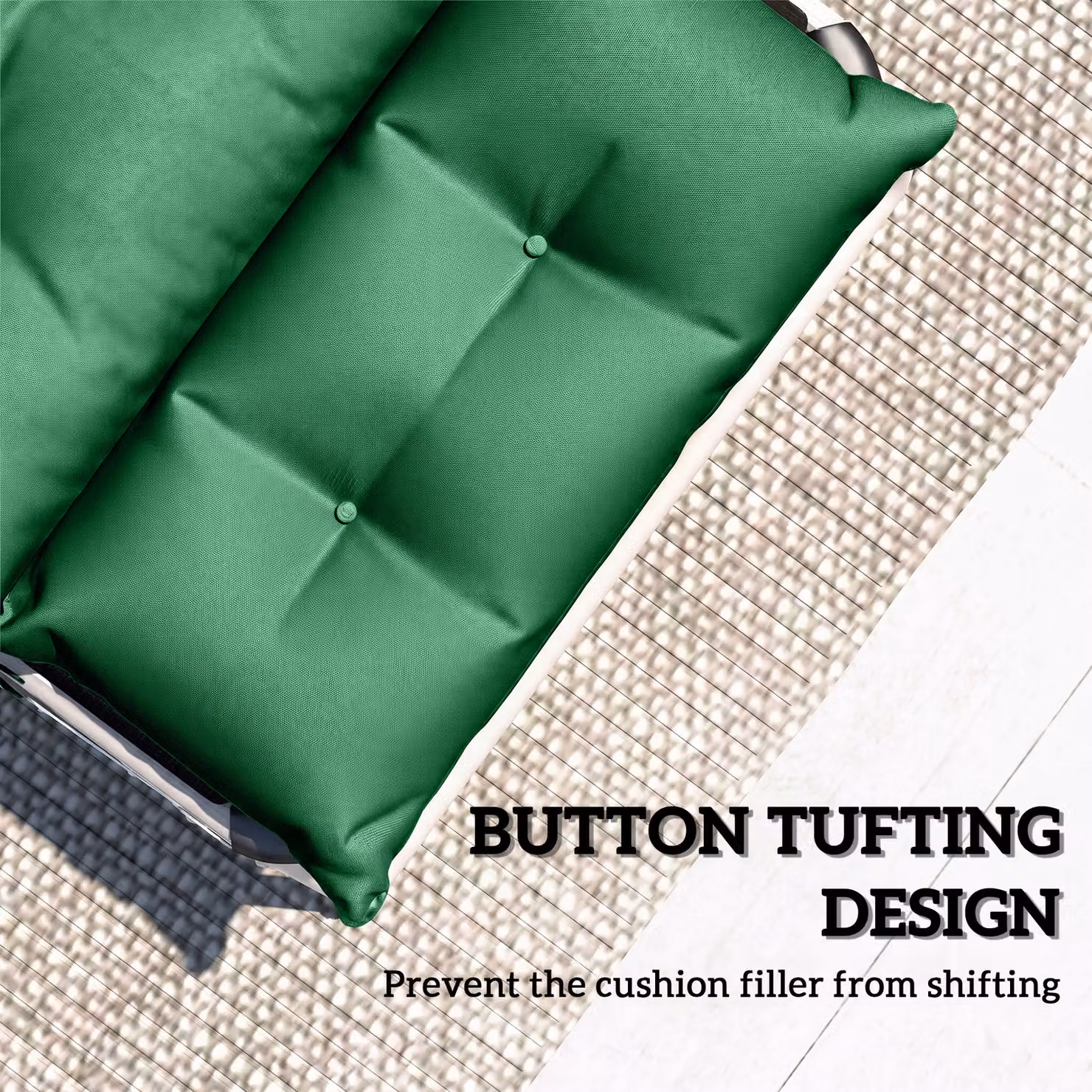 Outsunny Set of Two Green Polyester Sun Lounger Cushions, W: 56 cm, L: 190 cm – 6