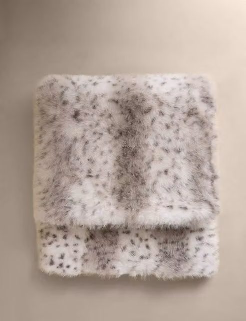 M&S Grey Faux Fur Animal Spot Throw