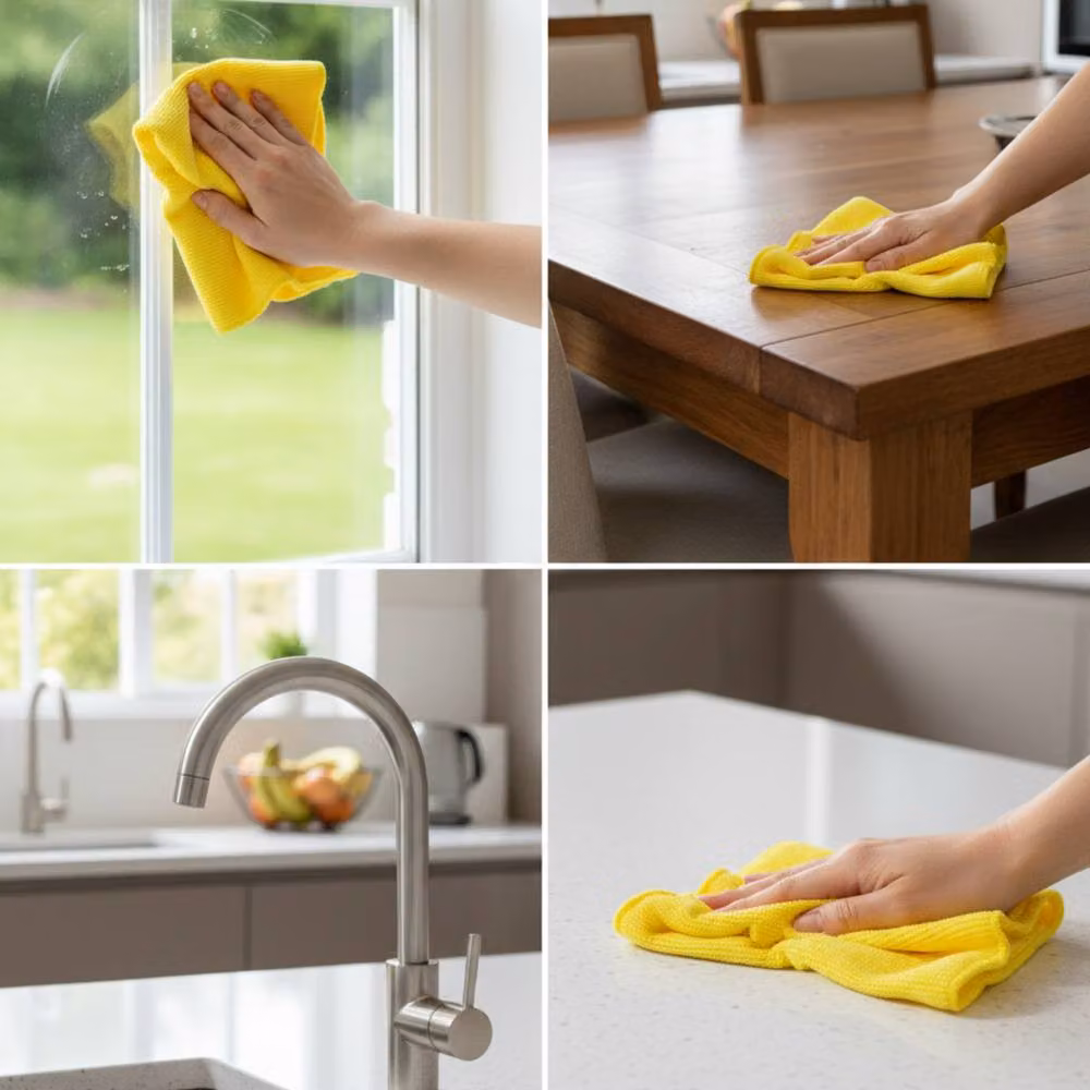 Bedsland 10-Pack Super Absorbent Reusable Microfiber Cleaning Cloths in Yellow – 2