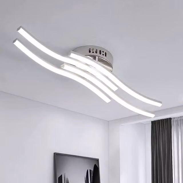 Pheashine Modern Corrugated LED Ceiling Light in Silver, 24W, 4000K, 2000LM, Diameter: 60 cm